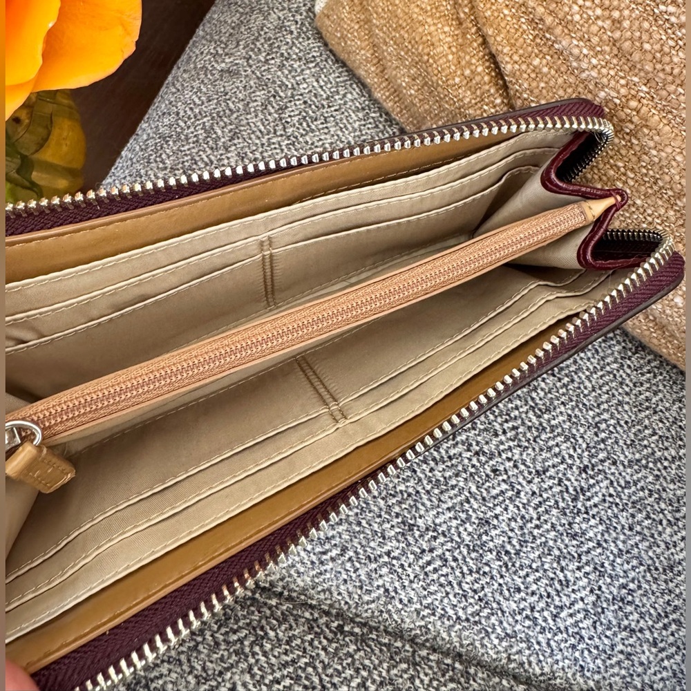 Coach Zip Wallet in Burgundy Textured Leather - Picture 6 of 15